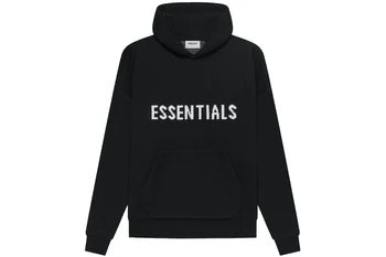 Essentials Hoodie Front Logo Knitted Black